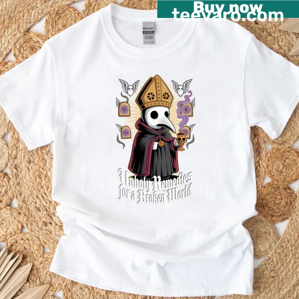 Plague doctor graphic oversized T-shirt with gothic elements