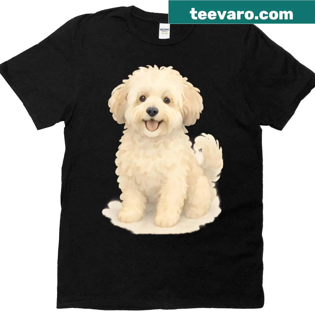 Watercolor Havanese dog graphic on a casual t-shirt — on a men's t-shirt
