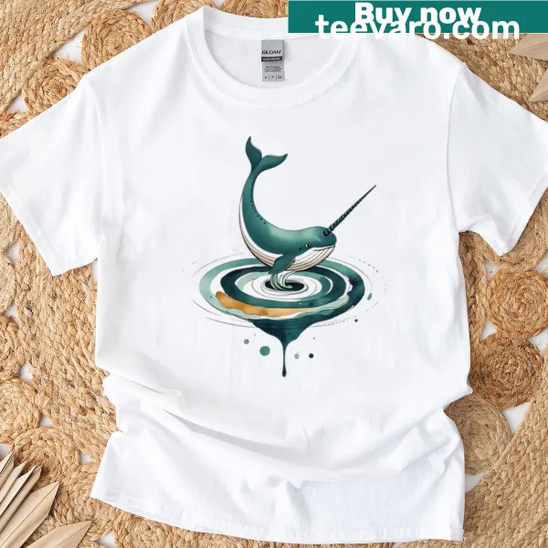 Whimsical T-shirt featuring an abstract whirlpool design in watercolor style
