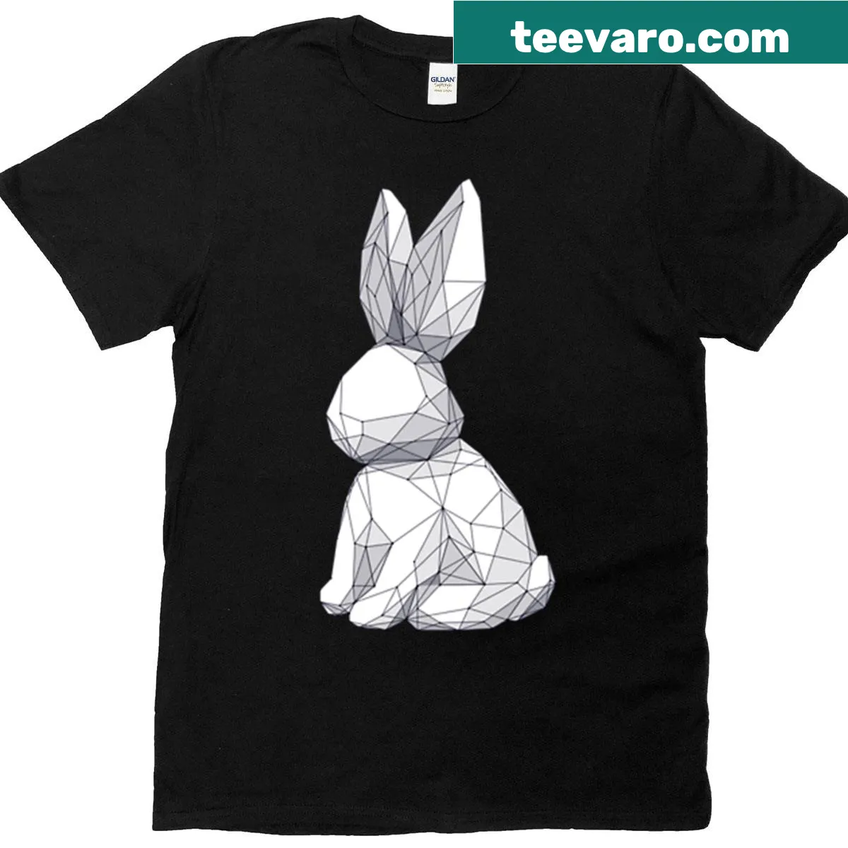 Elegant line-art white rabbit graphic t-shirt in an oversized fit — on a men's t-shirt