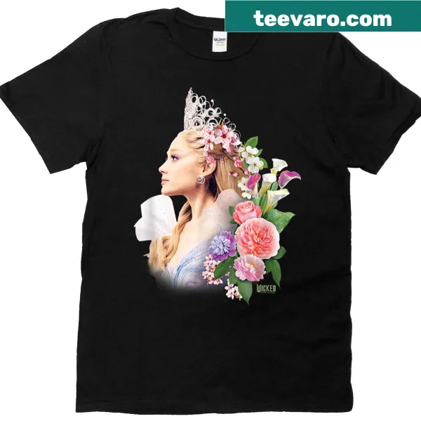 Illustration of Glinda in bloom on a whimsical T-shirt