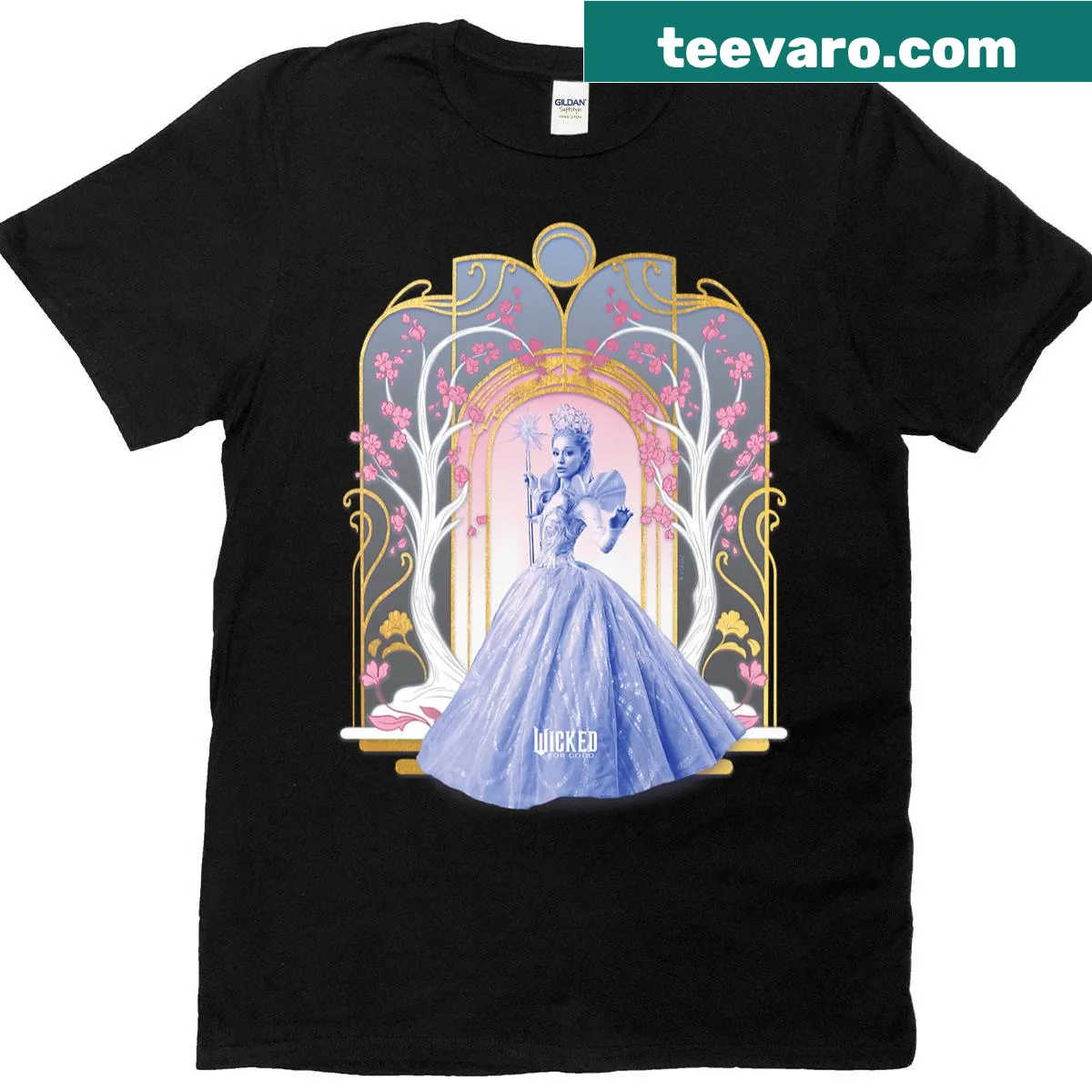 Glinda depicted in shades of blue on a premium T-shirt design — on a men's t-shirt