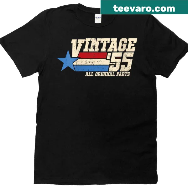 Vintage style T-shirt celebrating a 70th birthday for a dad born in 1955