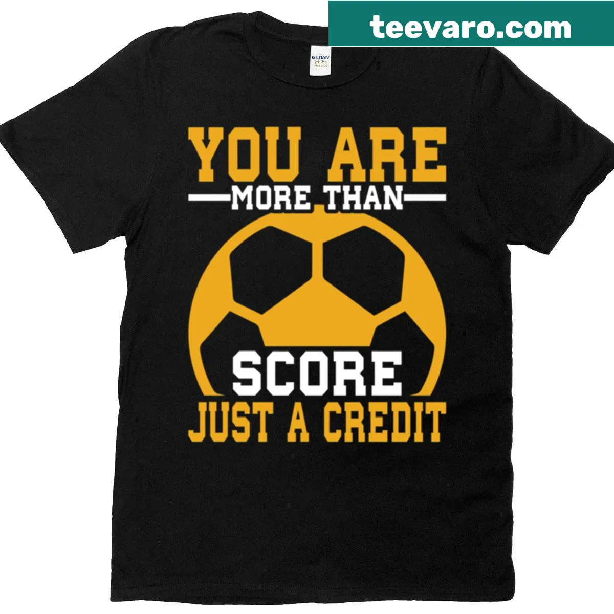 Oversized T-shirt with motivational soccer quote — on a men's t-shirt