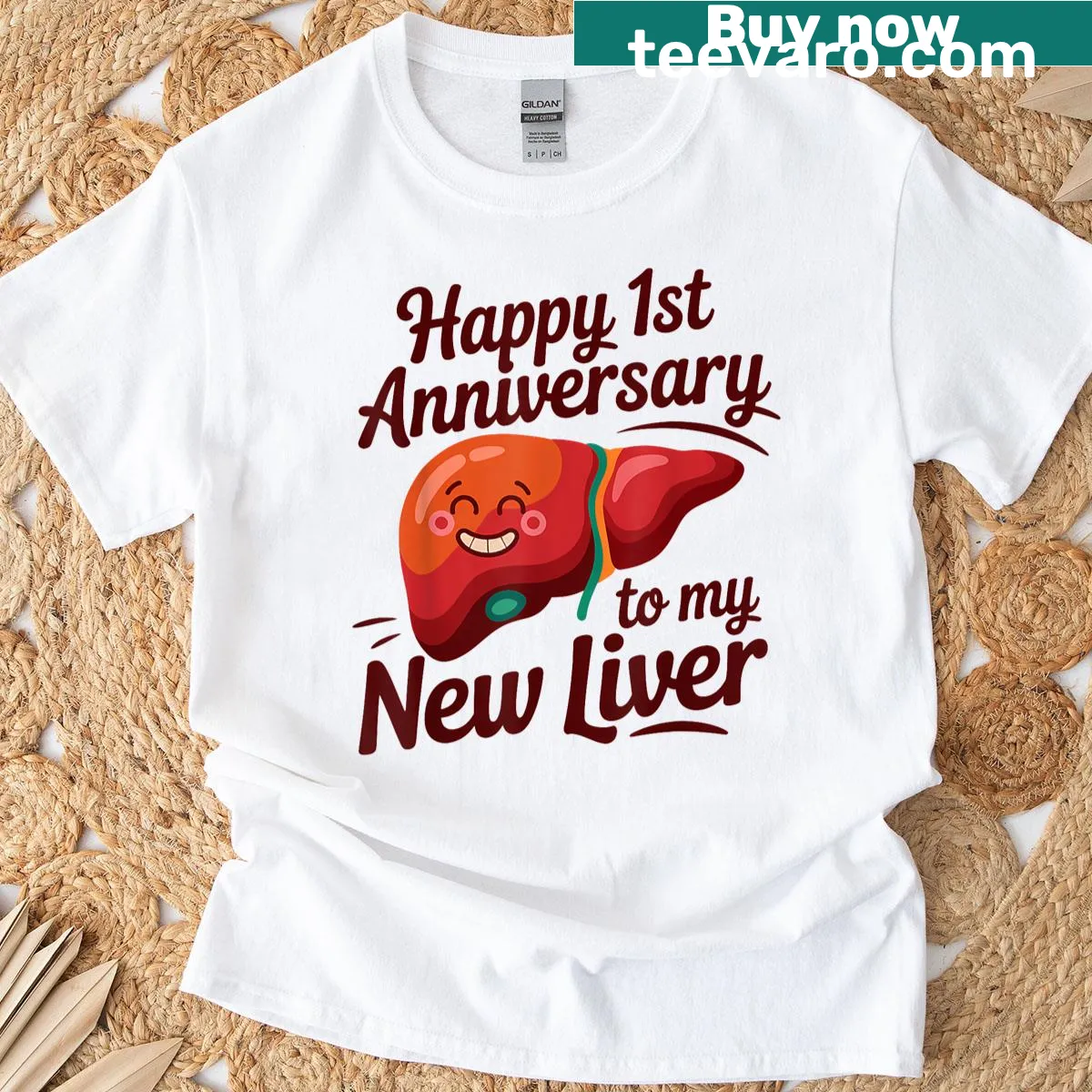 Anniversary t-shirt for a liver transplant survivor — on a men's t-shirt