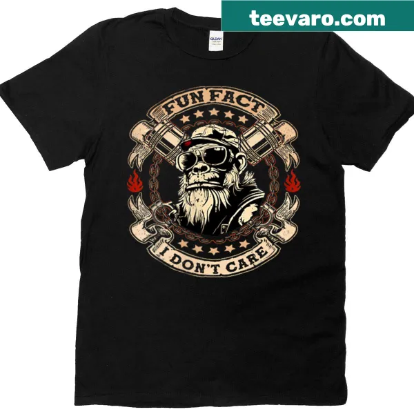 Cool Grandpa T-shirt with gorilla graphic and 'Fun Fact: I Don't Care.'