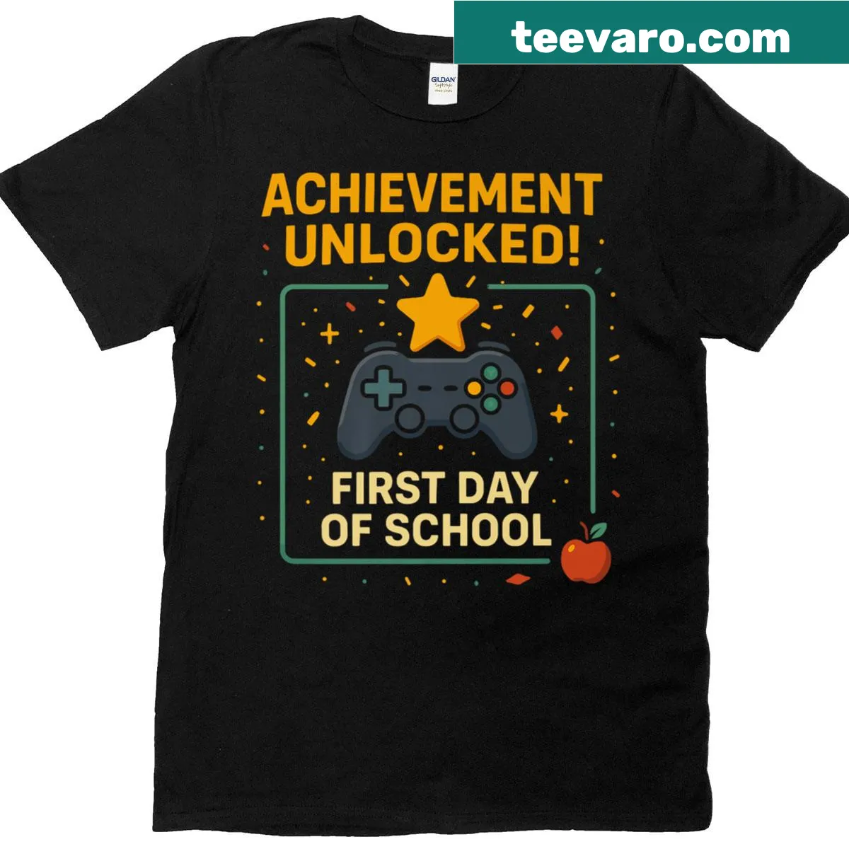 Achievement Unlocked Gamer T-shirt with humorous school-themed graphic — on a men's t-shirt