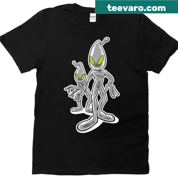 Cartoon aliens in a UFO, showcasing playful space art