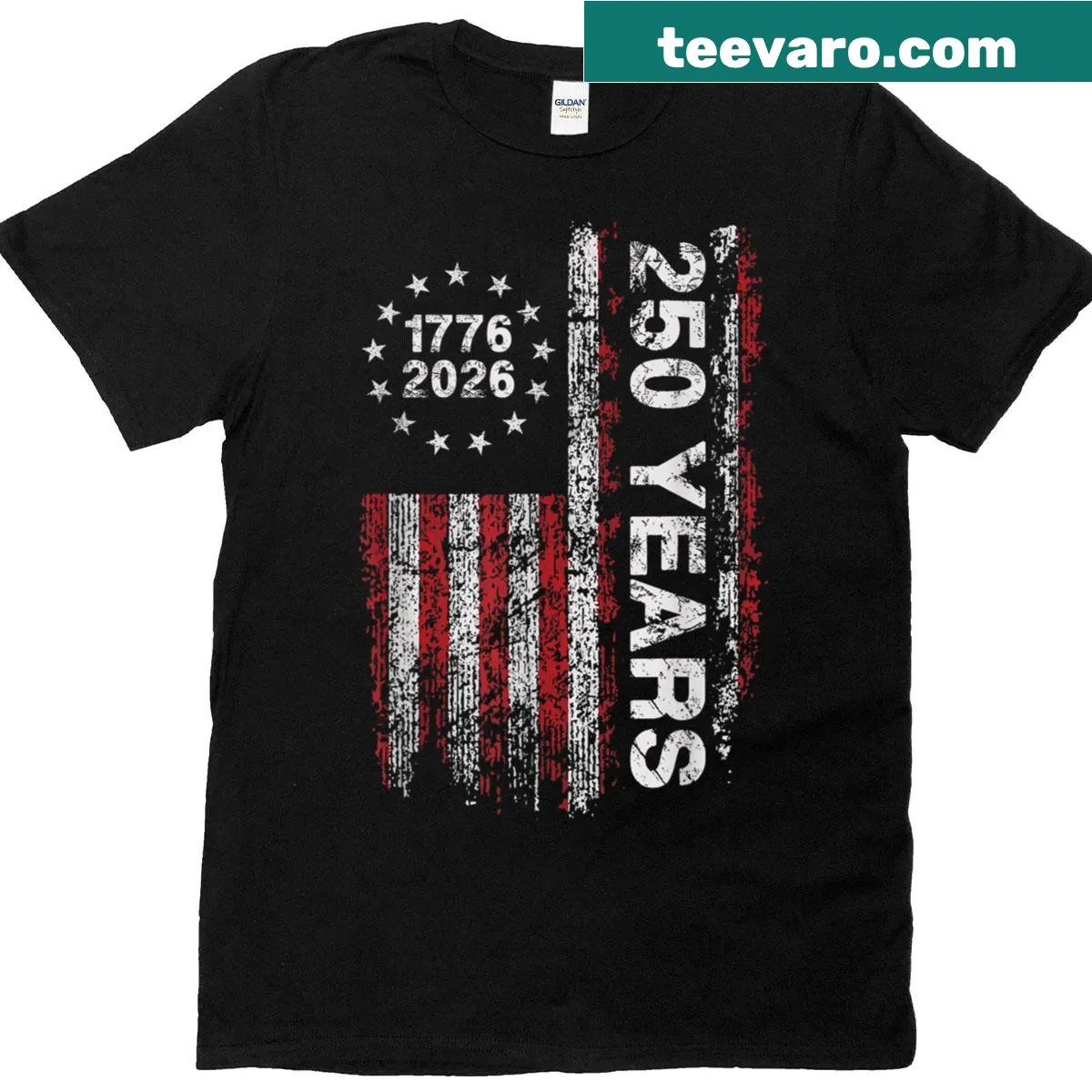Patriotic t-shirt celebrating America's 250 years of freedom — on a men's t-shirt