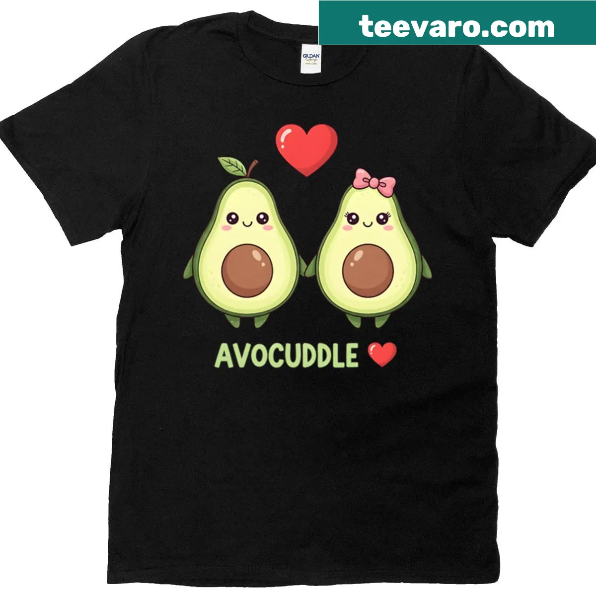Cute avocado couple t-shirt with whimsical design — on a men's t-shirt
