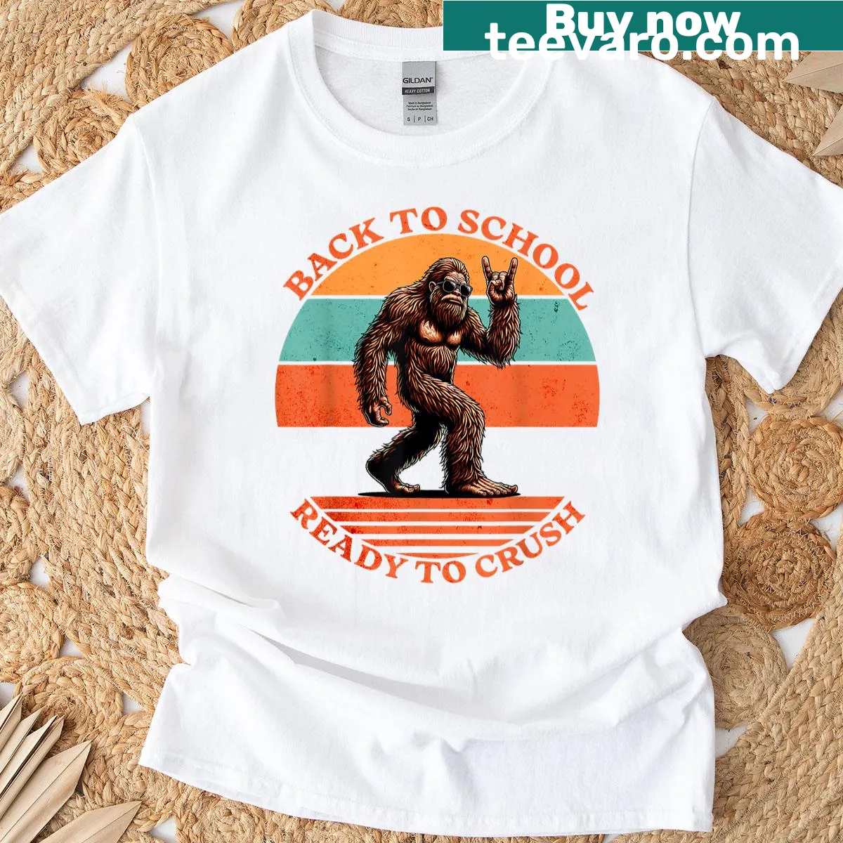 Bigfoot graphic on a humorous back-to-school T-shirt for students — on a men's t-shirt