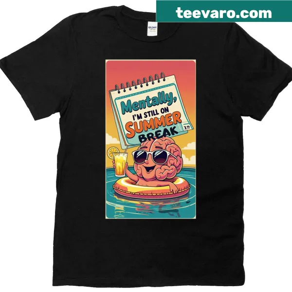 Cartoon brain illustration on a back to school t-shirt
