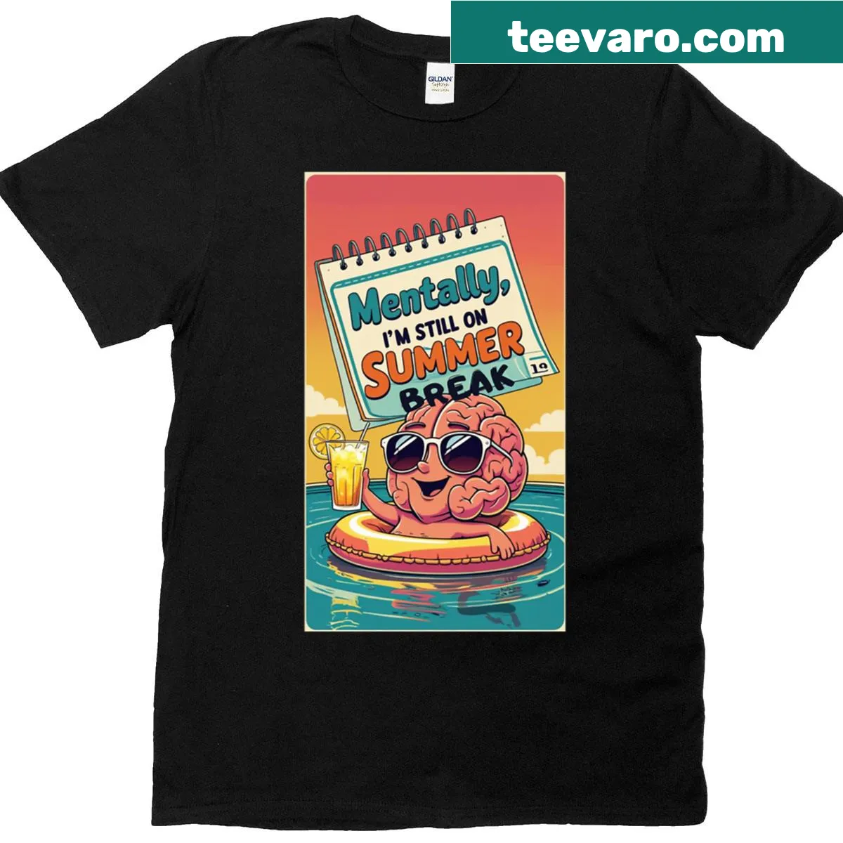 Cartoon brain illustration on a back to school t-shirt — on a men's t-shirt
