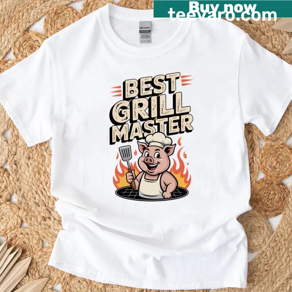 Funny 'Best Grill Master' t-shirt with bold chest lettering