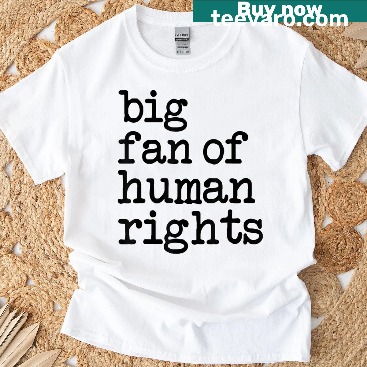 T-shirt featuring the phrase 'Big Fan Of Human Rights' in bold typography — on a men's t-shirt