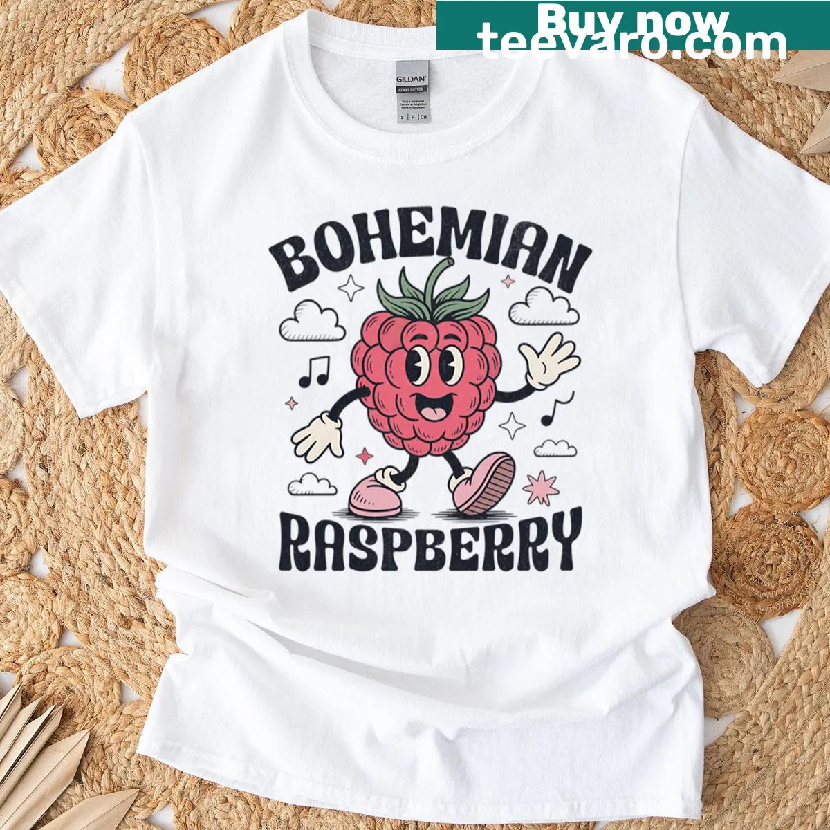 Funny raspberry t-shirt with summer fruit meme design — on a men's t-shirt