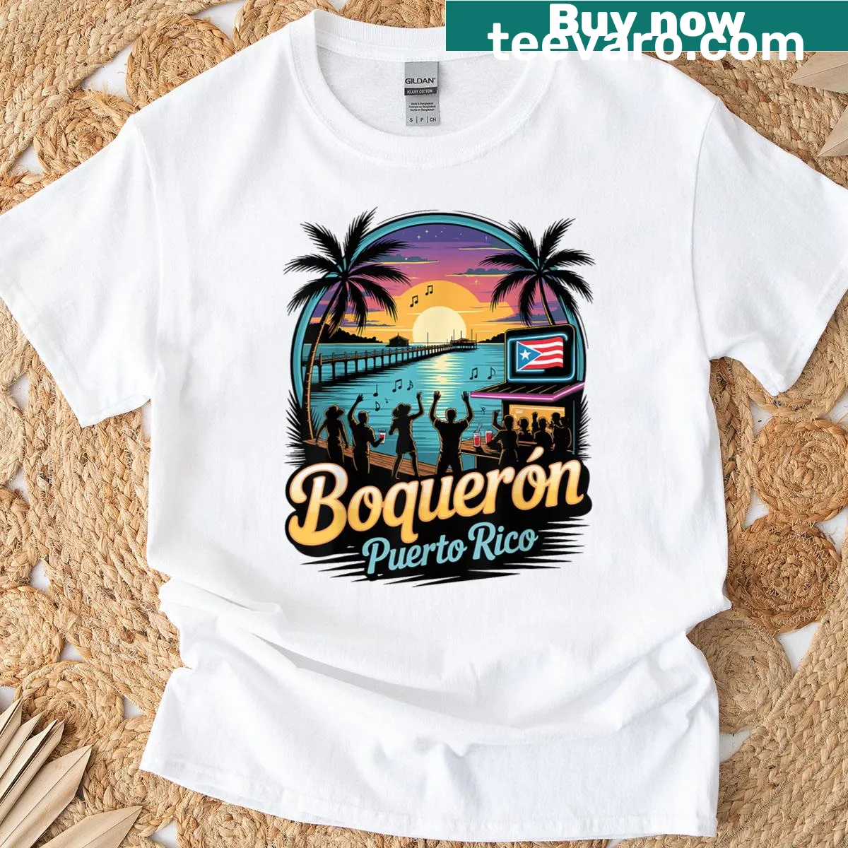 Boqueron Puerto Rico souvenir T-shirt — on a men's t-shirt