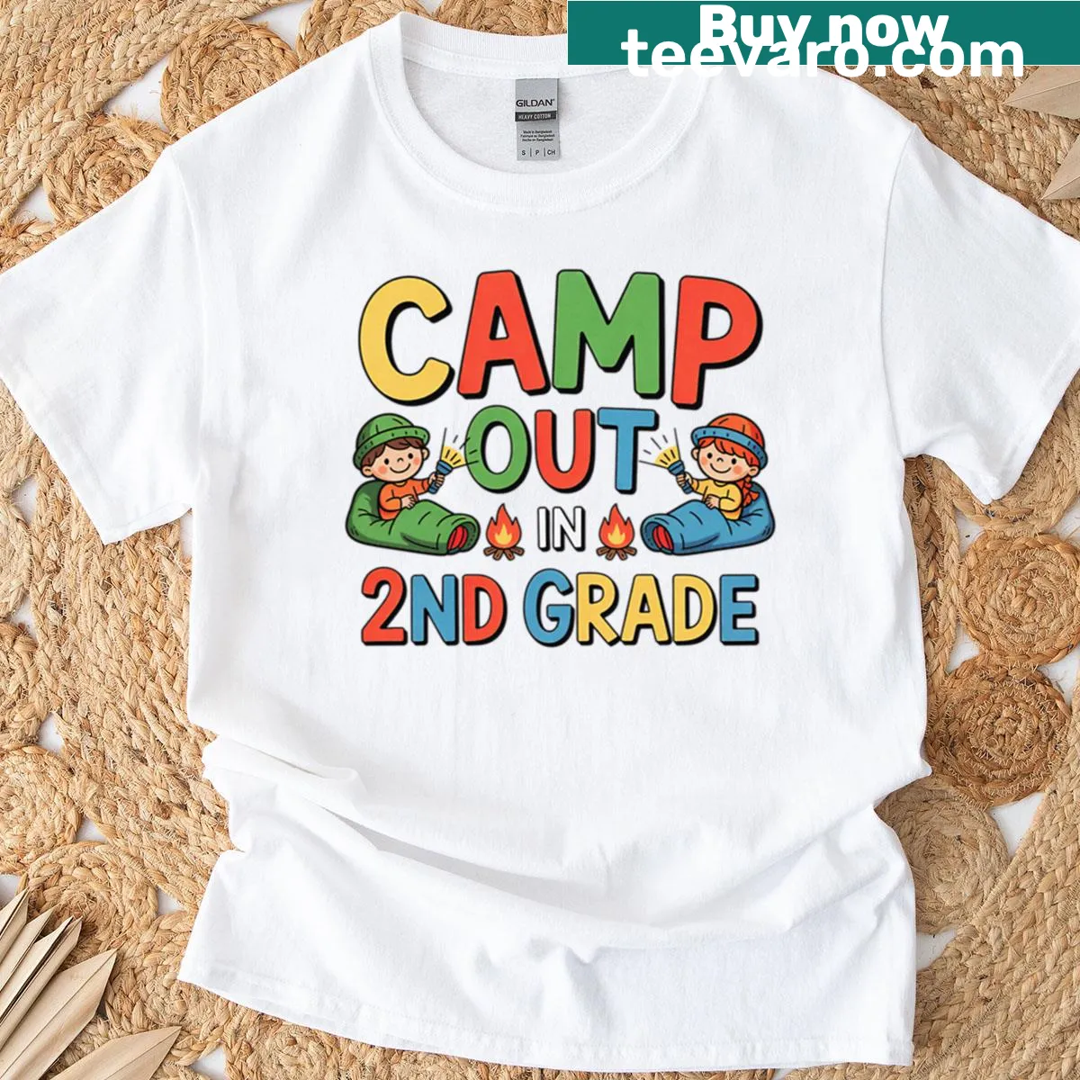 Funny camping cartoon design for kids' t-shirt — on a men's t-shirt