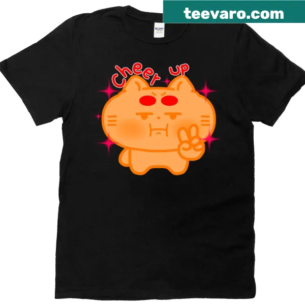 Cute oversized shirt featuring a chubby orange cat illustration