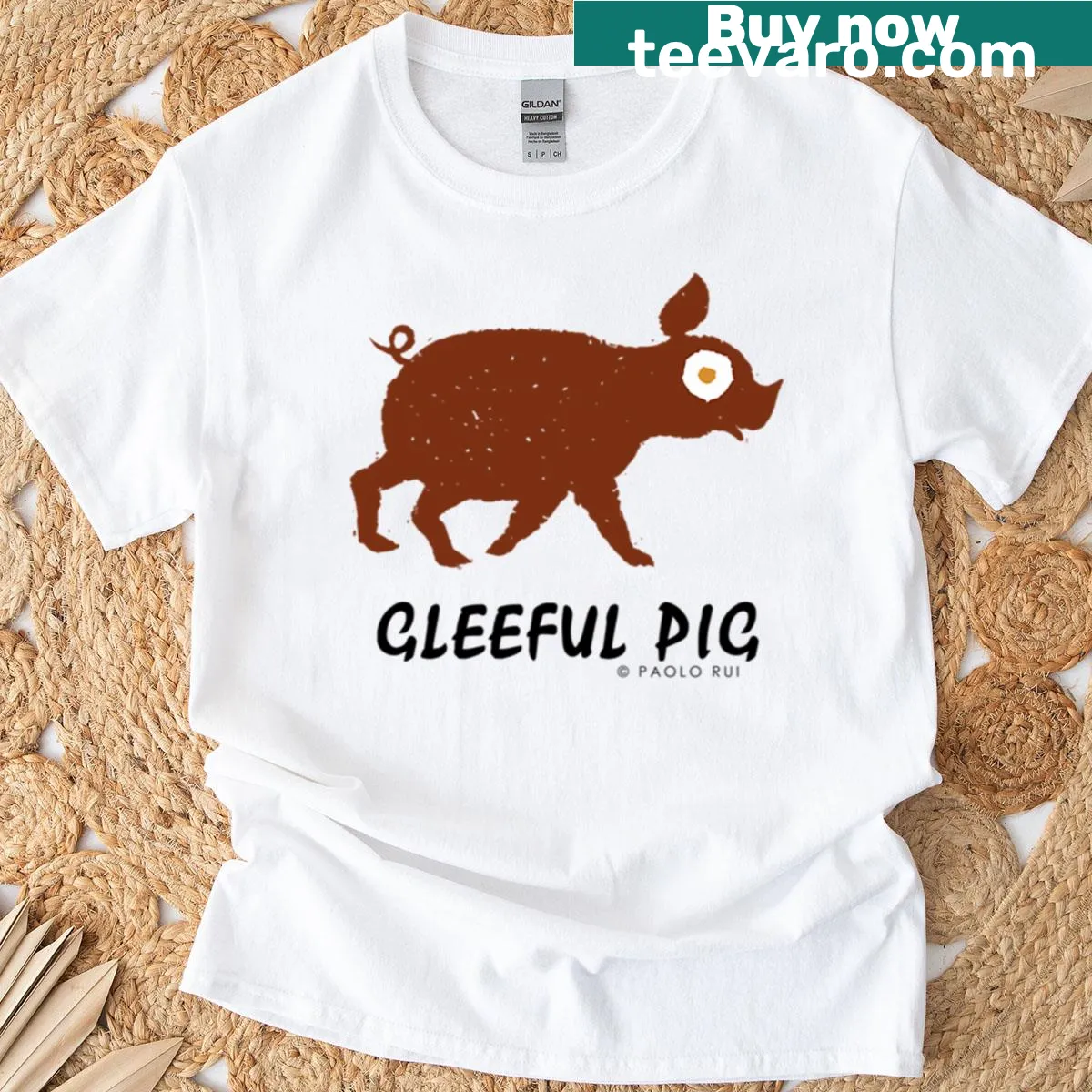 Gleeful pig graphic oversized T-shirt for Chinese Zodiac — on a men's t-shirt