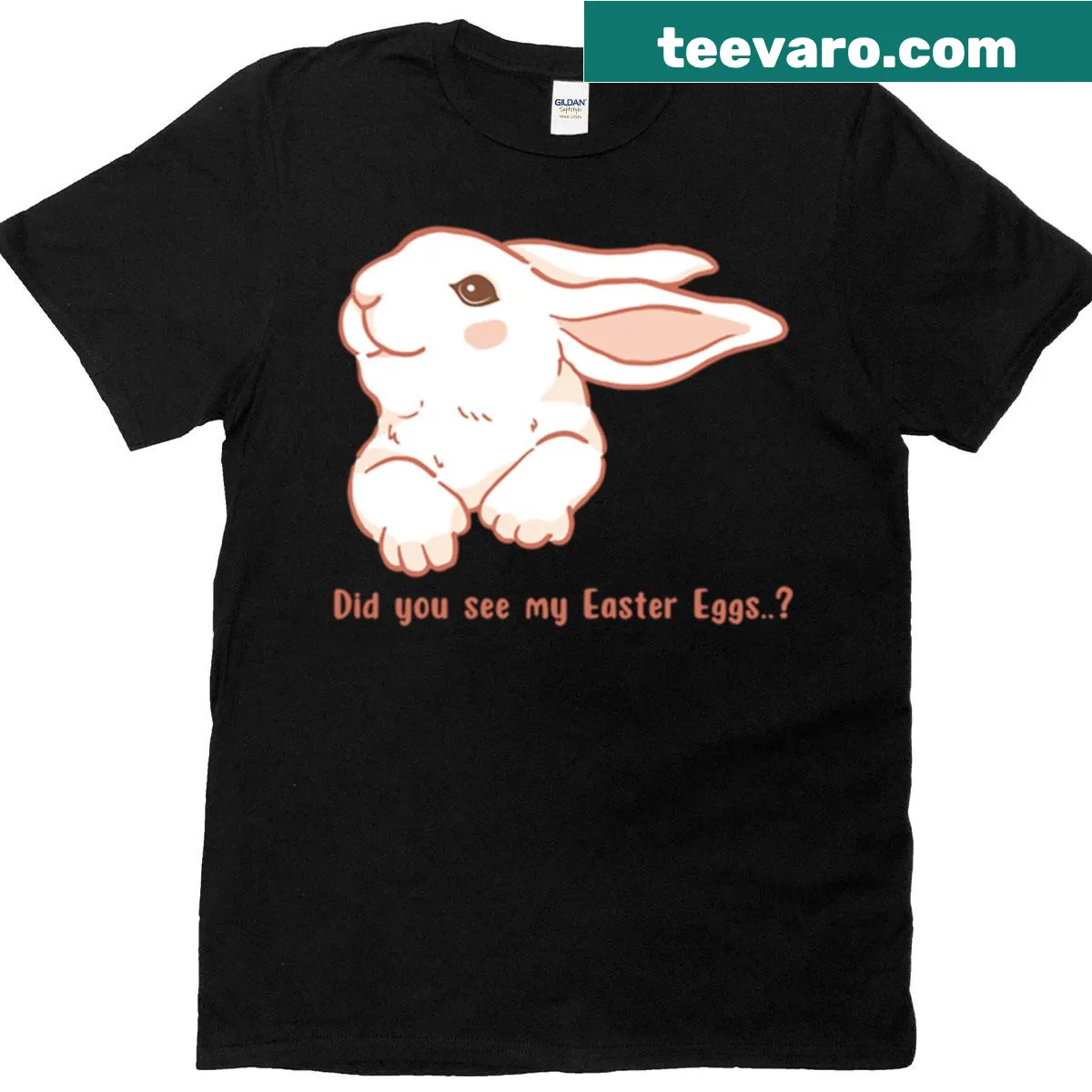 Oversized shirt with a cute white rabbit and Easter text — on a men's t-shirt