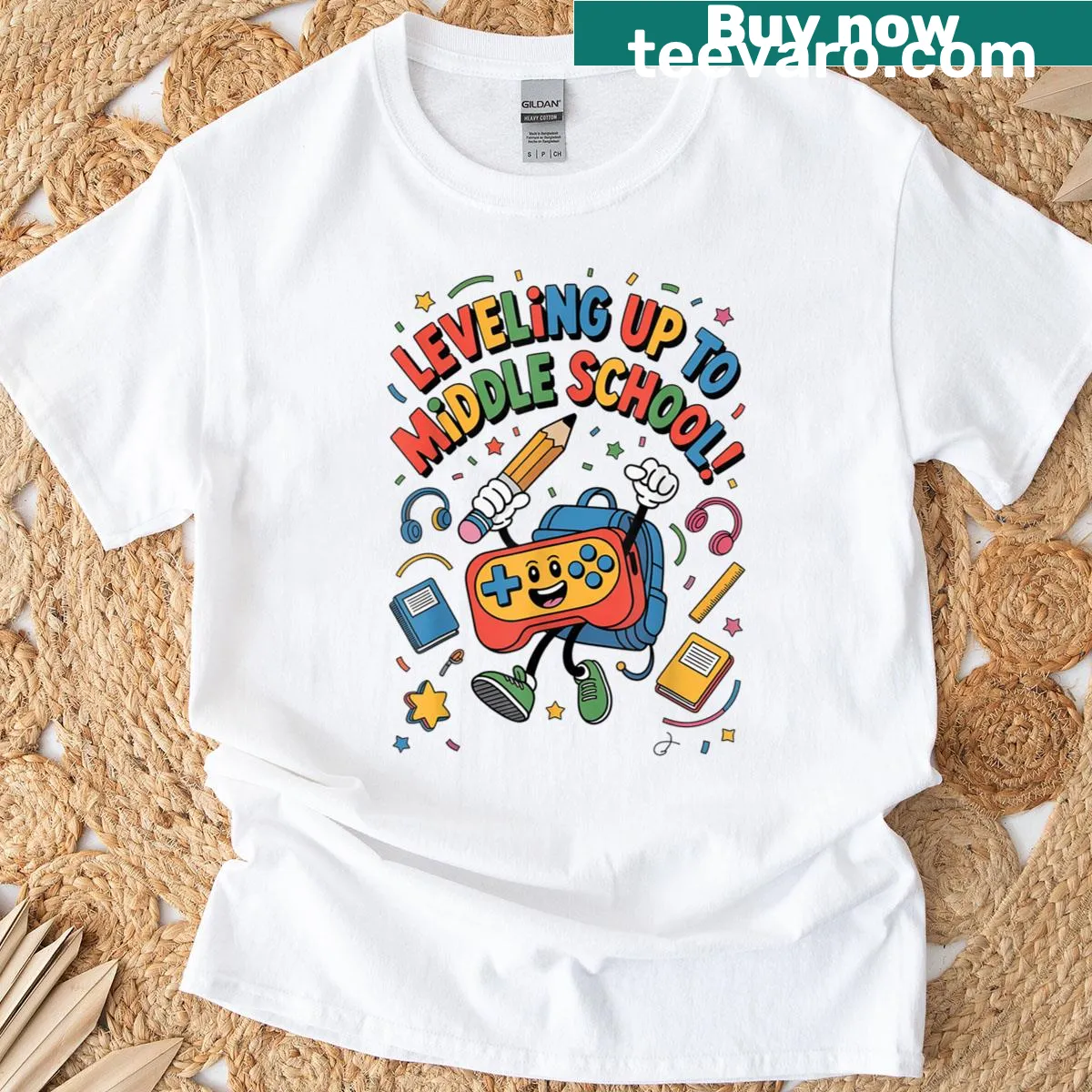 Cute illustration t-shirt for kids entering middle school — on a men's t-shirt