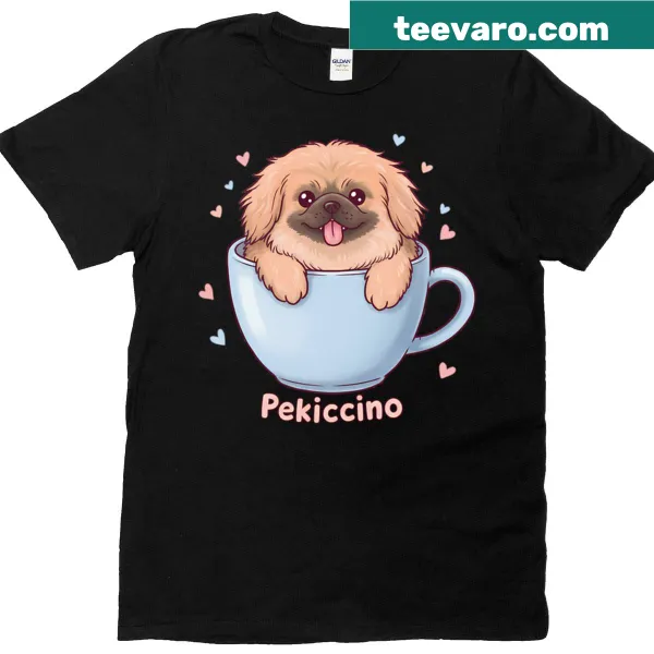 Kawaii style Pekingese puppy in a coffee mug illustration