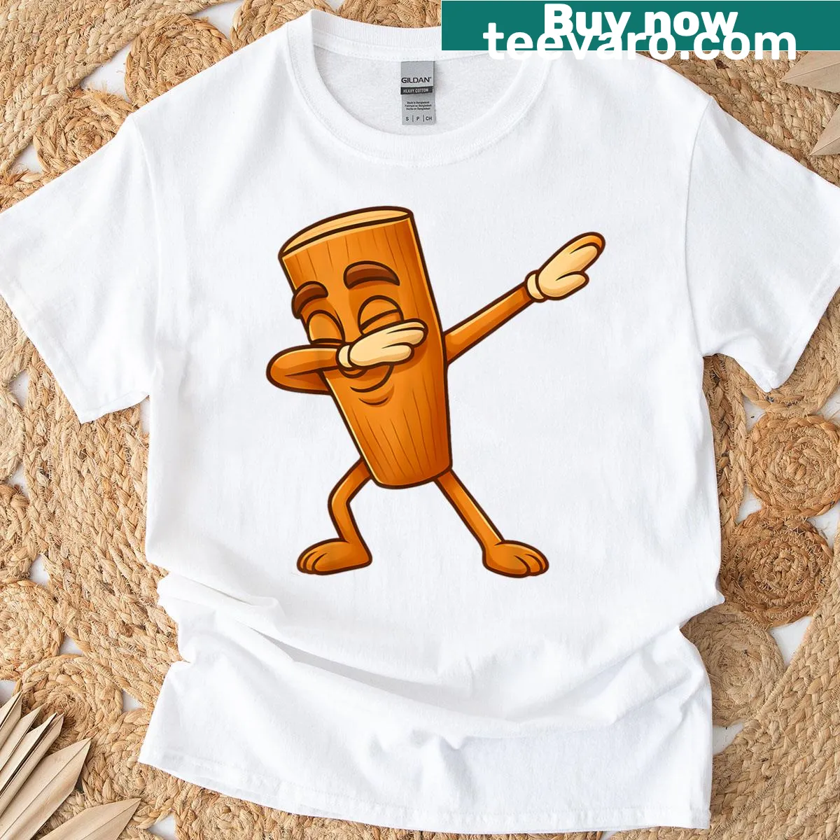 Cute t-shirt featuring a dabbing character inspired by meme culture — on a men's t-shirt