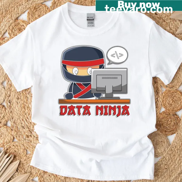 T-shirt featuring 'Data Ninja' text for programmers and tech lovers