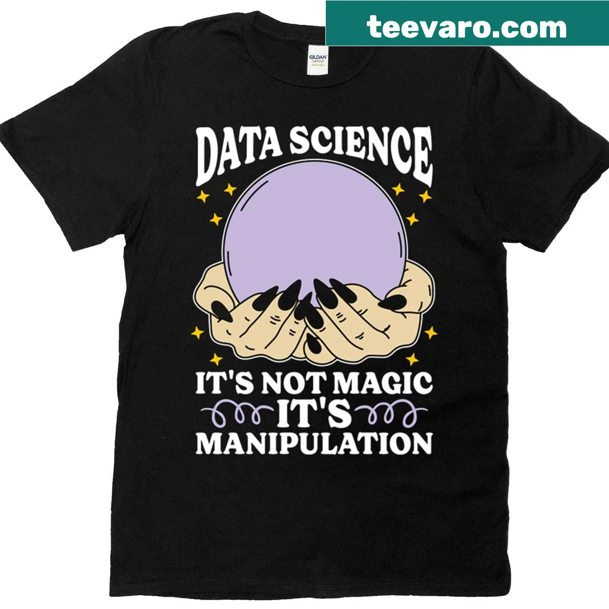 Funny programmer t-shirt with 'It's Not Magic' text design — on a men's t-shirt