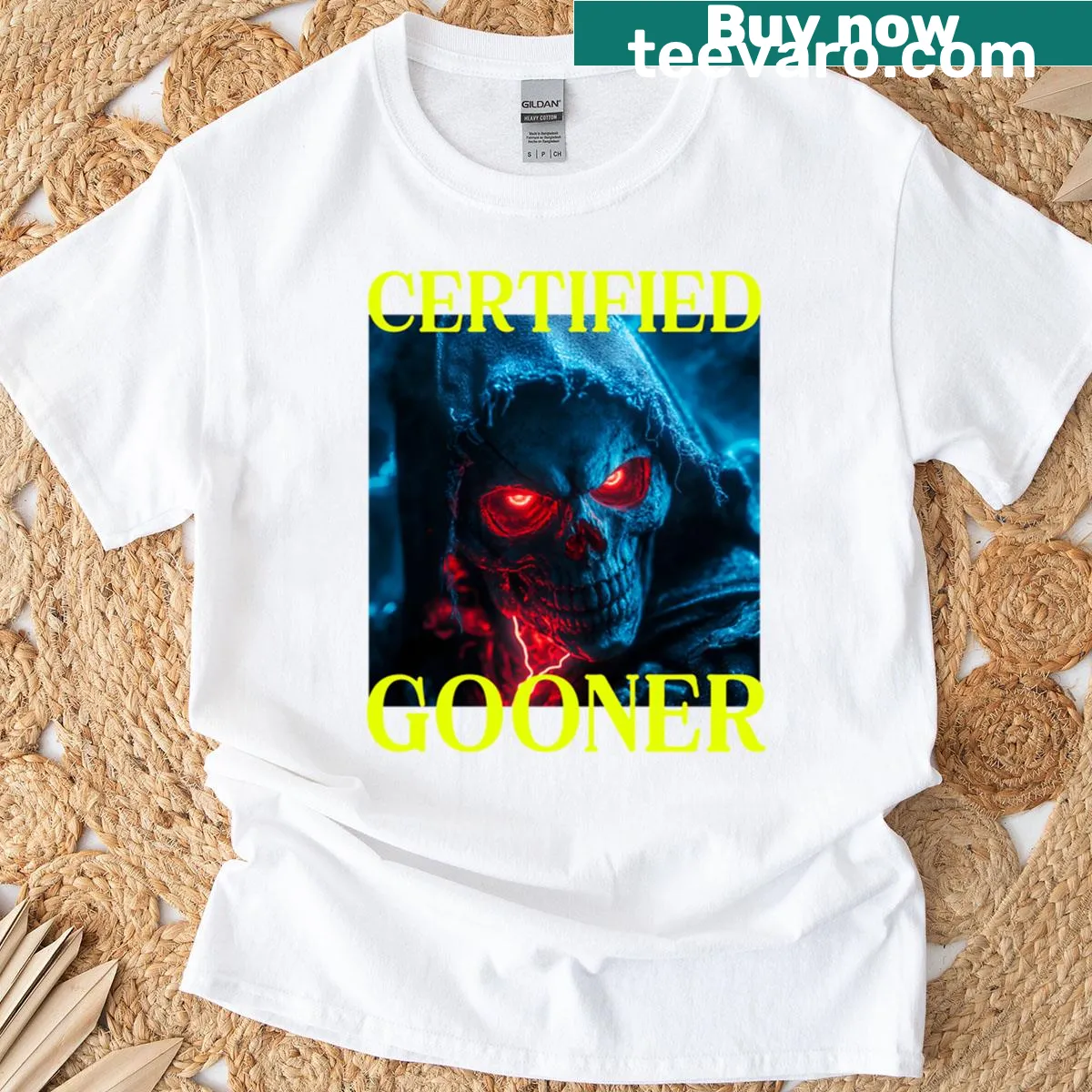 T-shirt with the quote 'Demons Are A Ghouls Best Friend' in whimsical typography. — on a men's t-shirt