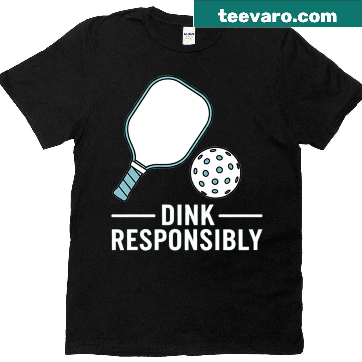 Funny pickleball quote 'Dink Responsibly' in typography — on a men's t-shirt