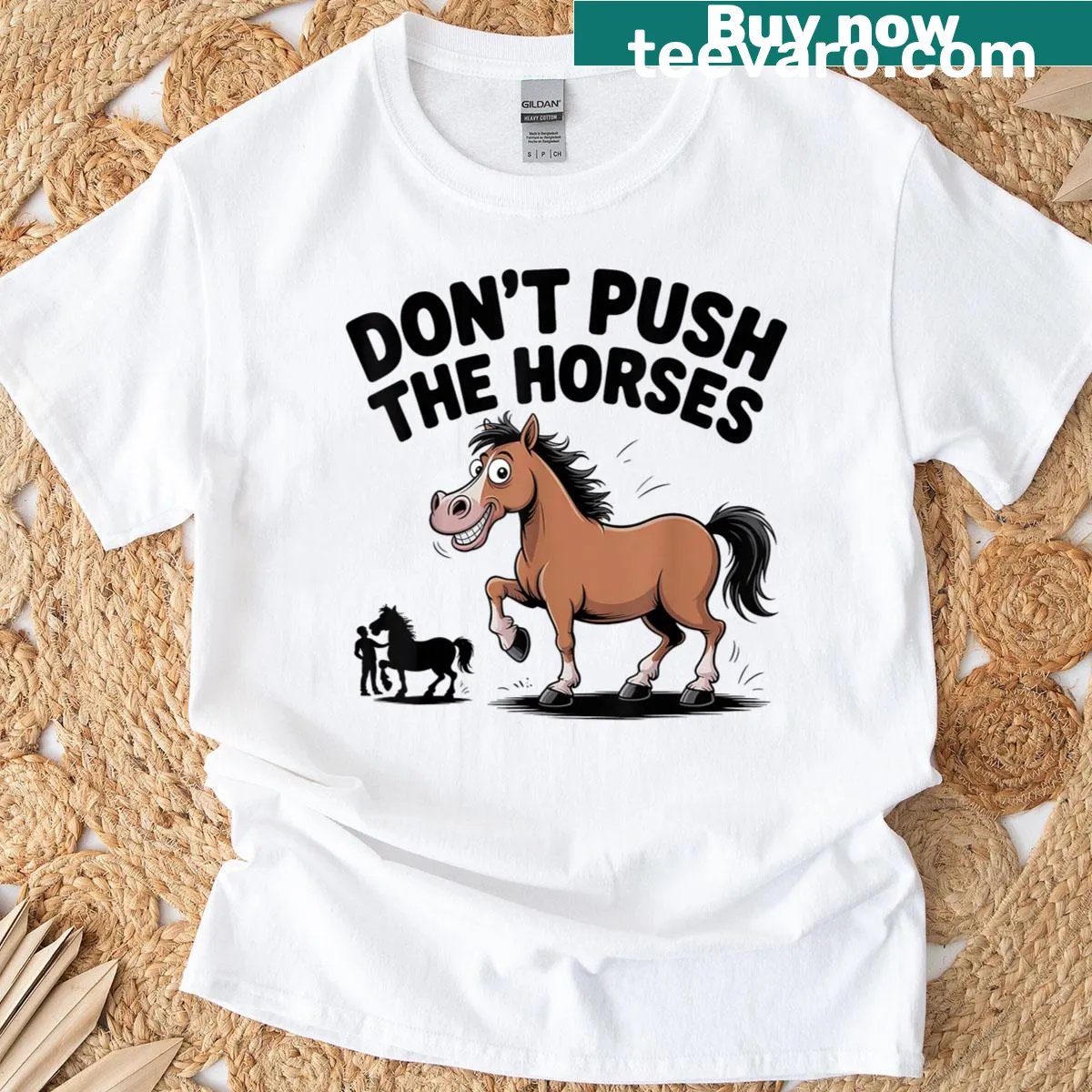 Vintage-style T-shirt with humorous farm animal graphic and text — on a men's t-shirt