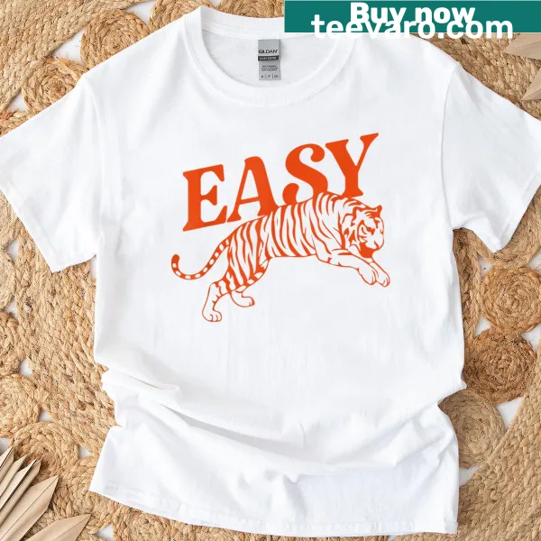 Distressed graphic T-shirt featuring a playful tiger design