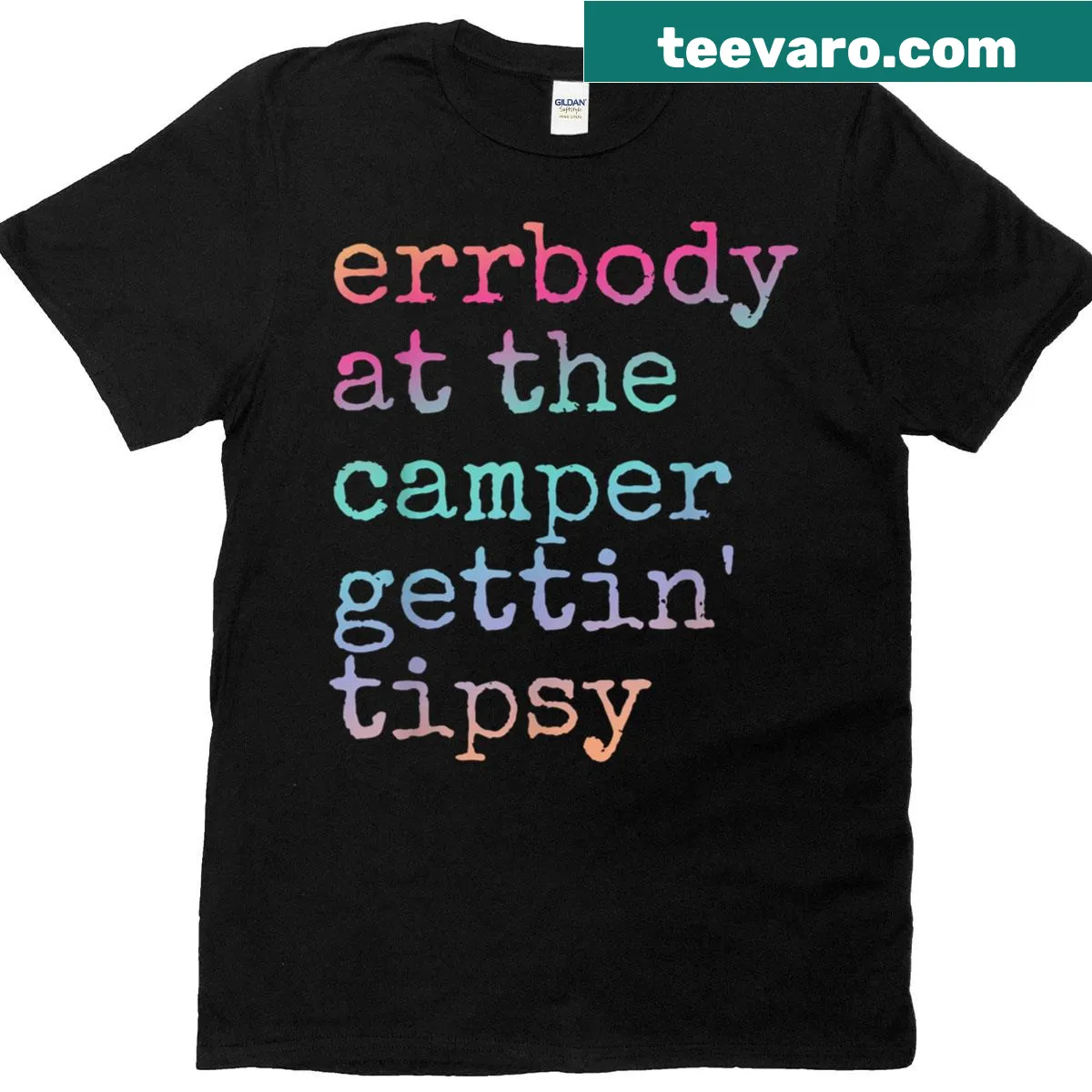 Funny camping T-shirt with tipsy theme for campers — on a men's t-shirt
