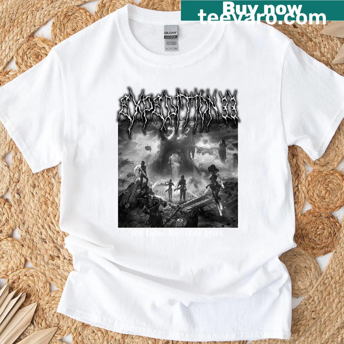 Graphic design symbolizing adventure and exploration with the text 'Expedition 33'. — on a men's t-shirt