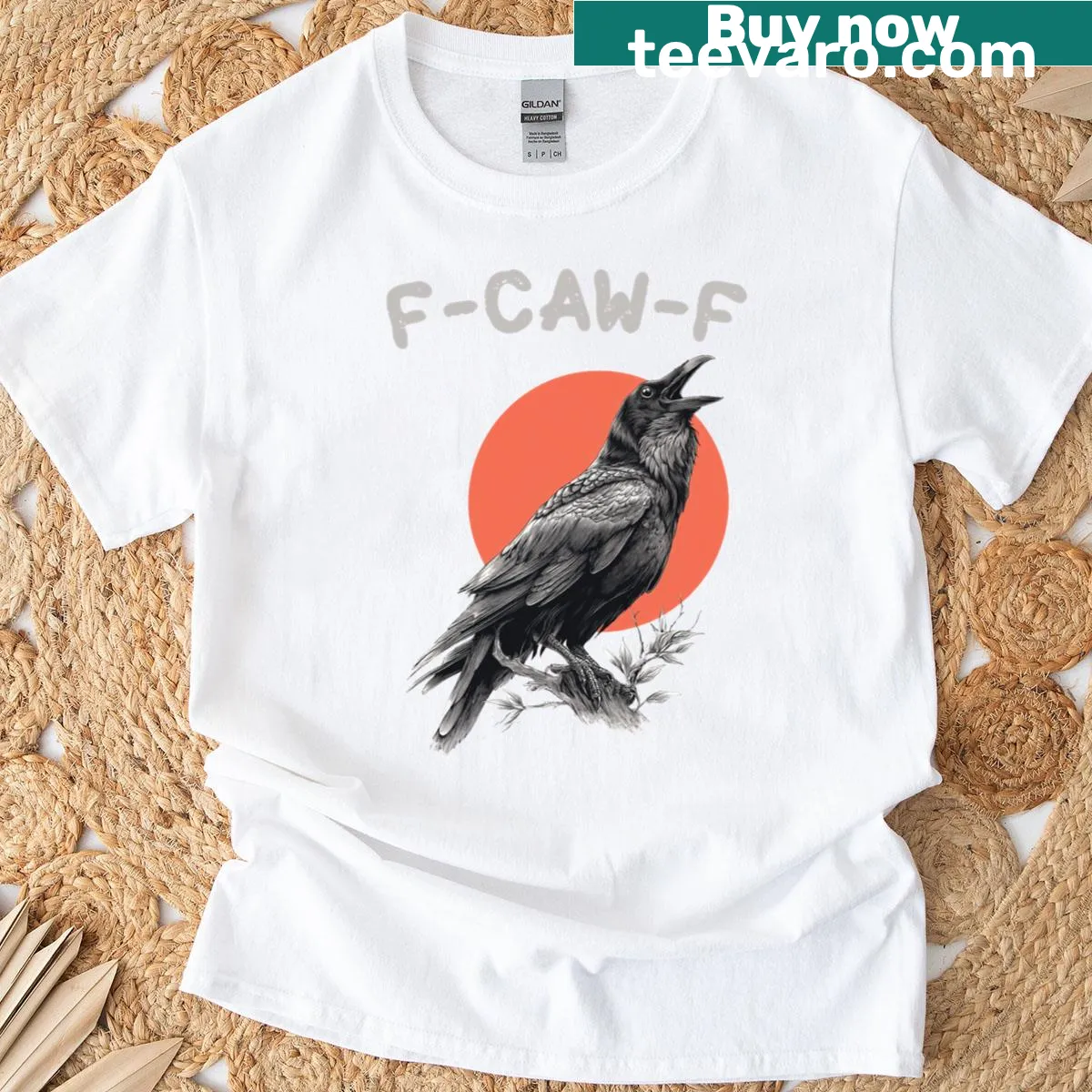 Womens crow T-shirt with a humorous graphic design — on a men's t-shirt