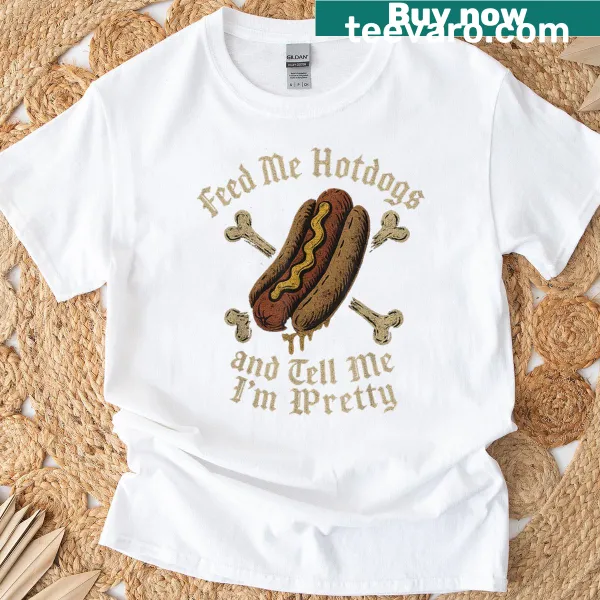 Funny hot dog graphic t-shirt with playful text