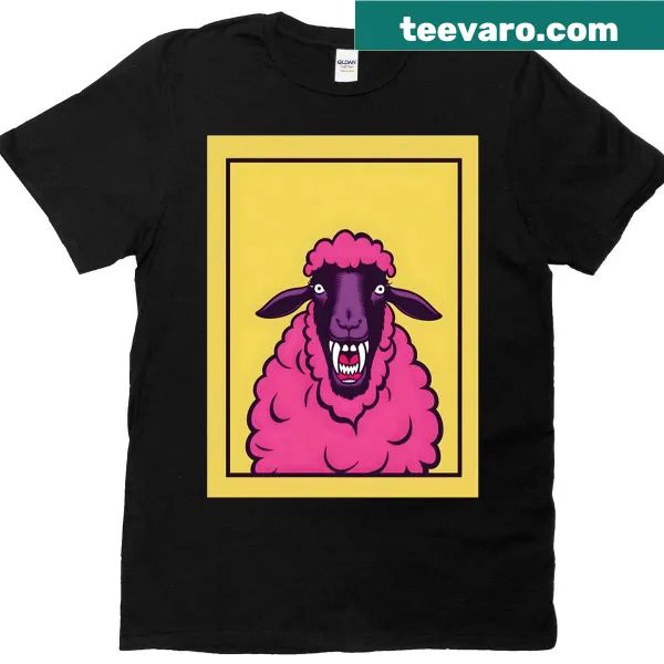 Playful pop art sheep graphic t-shirt in pink.
