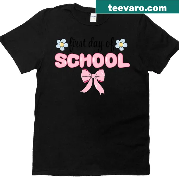 T-shirt celebrating the first day of school with playful design