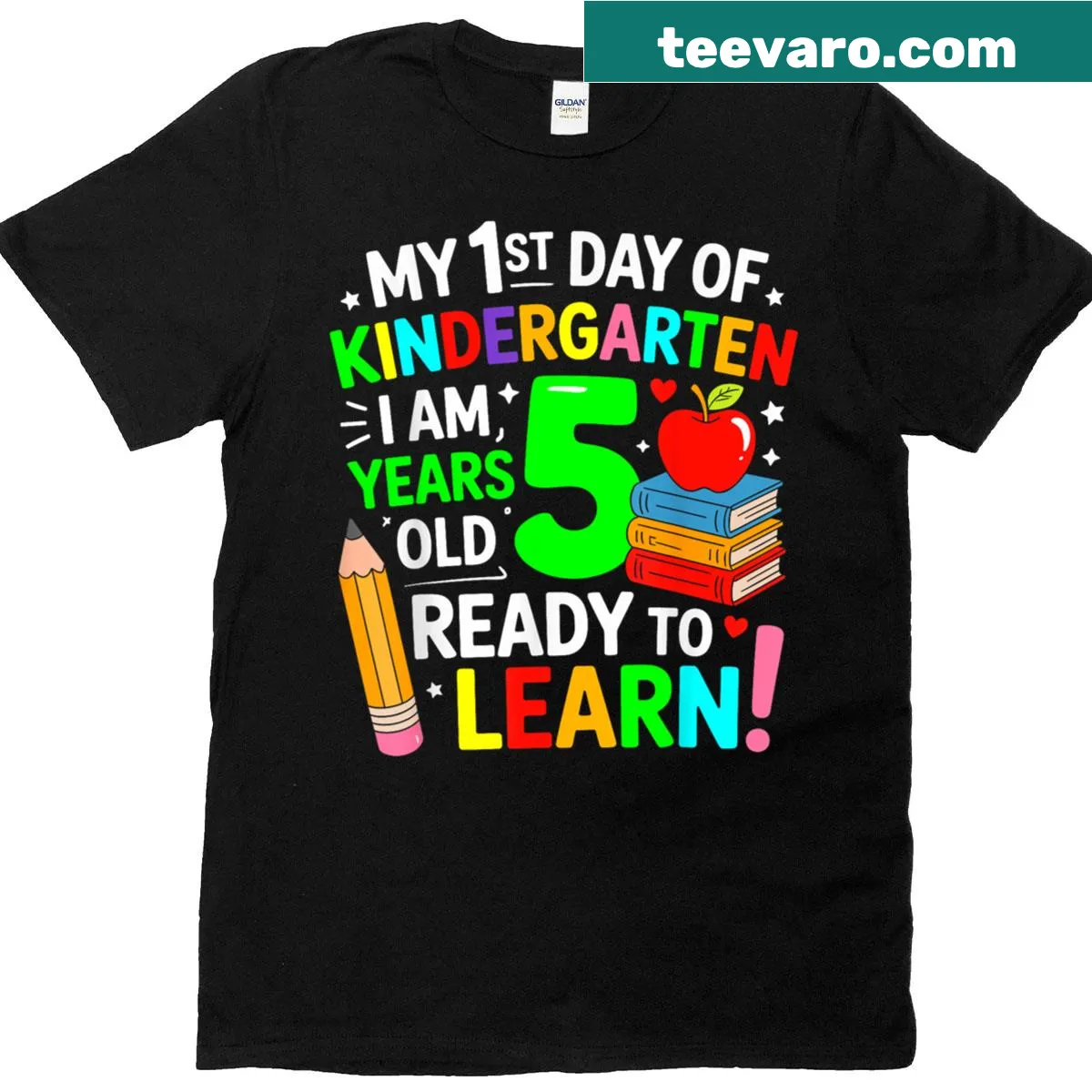 First day of school T-shirt for kindergarten kids with cheerful graphics — on a men's t-shirt