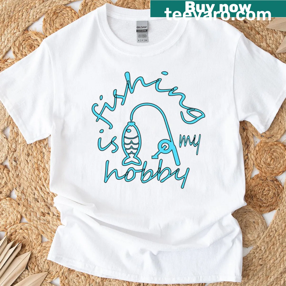 Fishing hobby graphic t-shirt — on a men's t-shirt