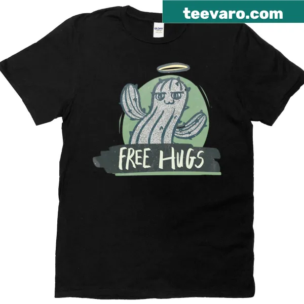 Graphic T-shirt featuring a cactus and the phrase Free Hugs
