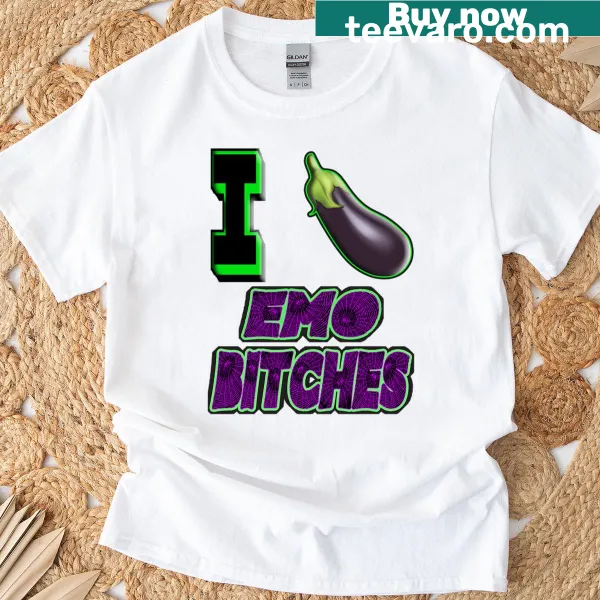 Edgy t-shirt featuring an emo eggplant illustration