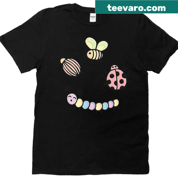 Cute cartoon insect graphic t-shirt celebrating nature's little wonders