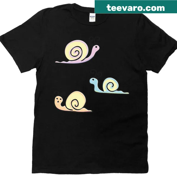 Cute cartoon snail graphic t-shirt celebrating adorable slow movers