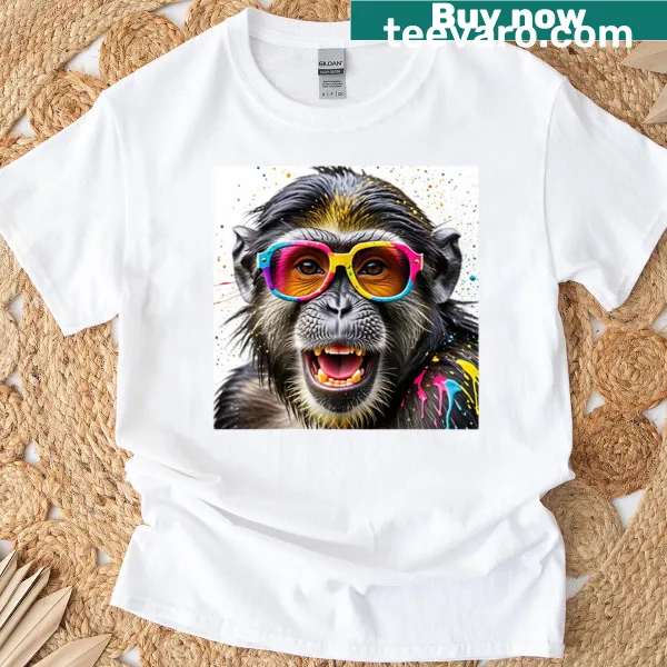 Oversized pop art T-shirt featuring a funky monkey design