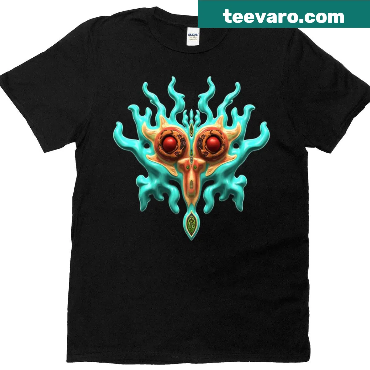 Funny oversized t-shirt with bright green alien graphic — on a men's t-shirt