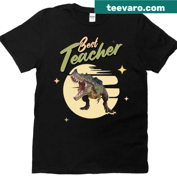 Dino-themed teacher t-shirt with a humorous message