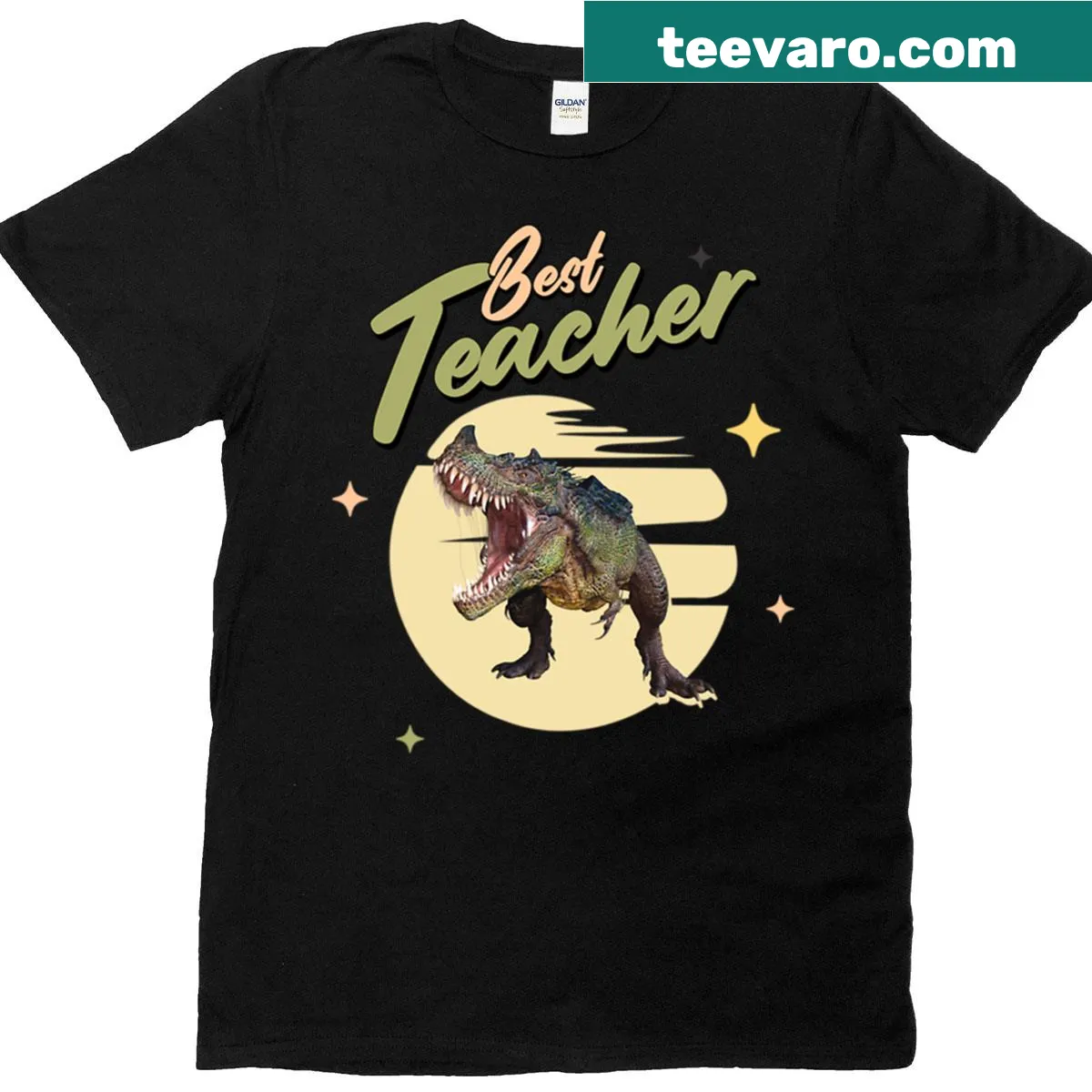 Dino-themed teacher t-shirt with a humorous message — on a men's t-shirt